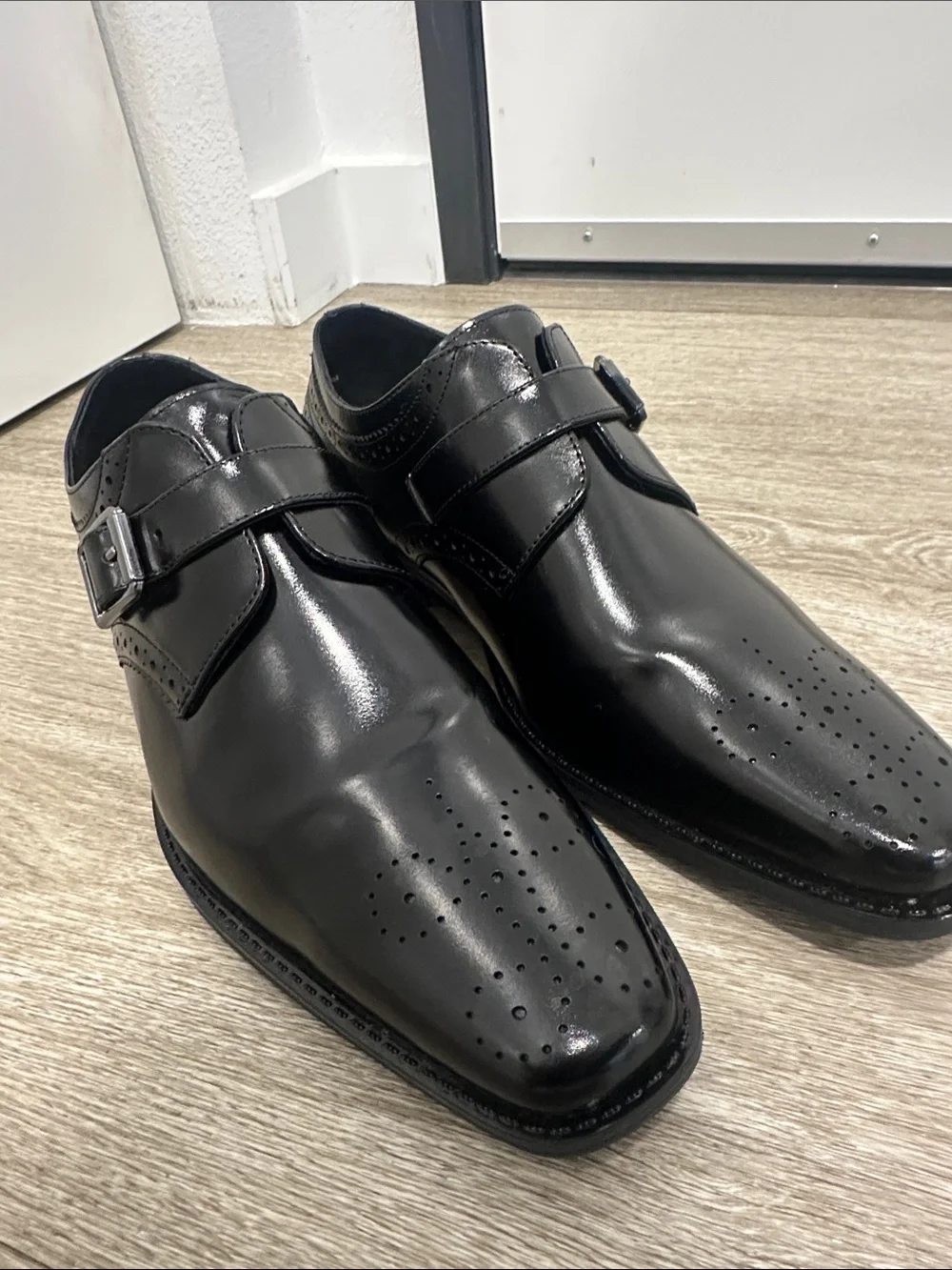 Men's Stacy Adams Kinsley Black Leather Monk Strap Dress Shoes